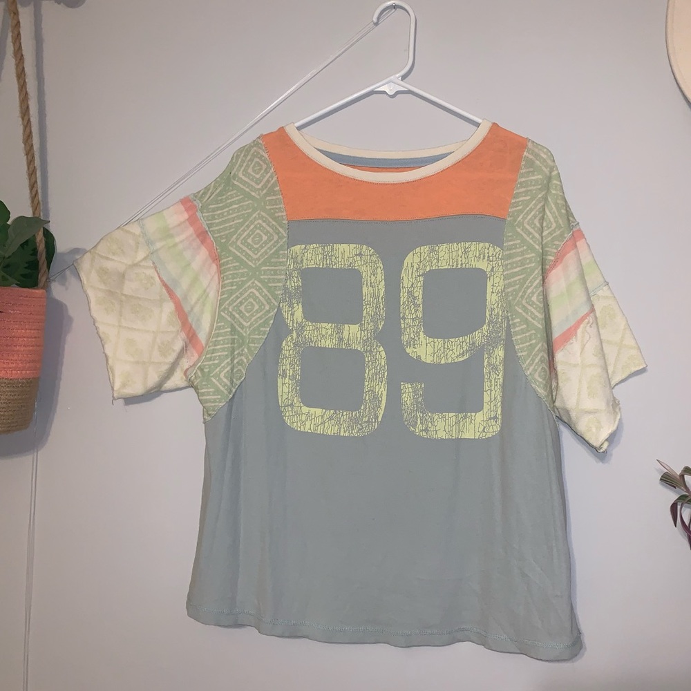 FREE PEOPLE graphic mixed print tee (best offer)